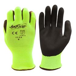 Picture of JagGrip® Hi-Vis Lime Foam Latex Palm Coated Work Gloves